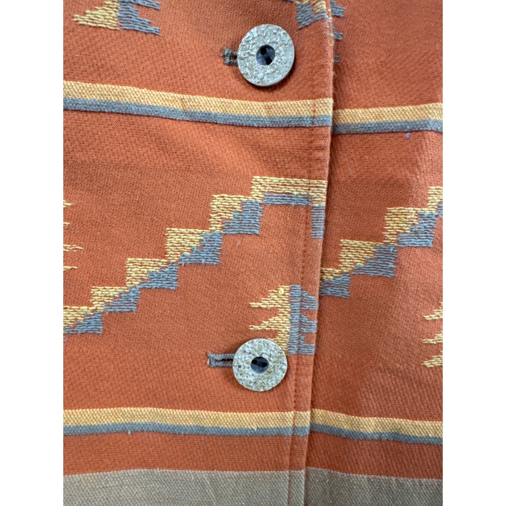 Coldwater Creek Blazer Womens W18 Orange Southwestern Geometric Cotton Jacket - Picture 3 of 11
